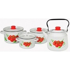 Наборы посуды 4 предмета СтальЭмаль Томаты (1с142/1)