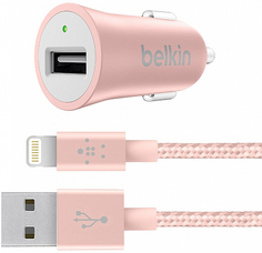 Автомобильное зарядное устройство Belkin F8J186bt04-C00 кабель USB - Apple 8 pin (розовый)