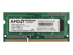 Модуль памяти AMD DDR3 SO-DIMM 1600MHz PC3-12800 CL11 - 4Gb R534G1601S1S-UGO