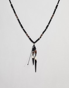 Ожерелье с бусинами и подвесками в виде зубов ASOS DESIGN - Черный