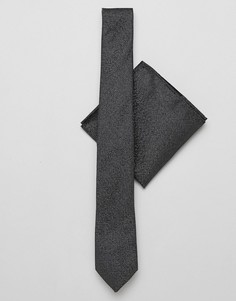 Набор из галстука и платка для нагрудного кармана черного цвета с блестками Burton Menswear - Черный