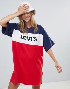 Платье-футболка колор блок с логотипом Levis - Мульти