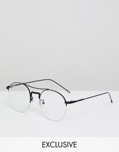 Круглые очки с прозрачными стеклами в черной оправе Reclaimed Vintage Inspired - Черный