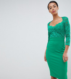 Платье миди с рукавами 3/4 City Goddess Tall - Зеленый