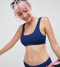 Темно-синий фактурный бикини-топ Monki - Темно-синий