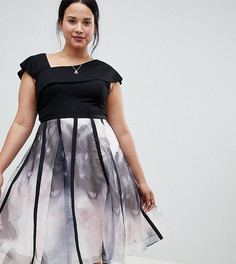 Пышное платье из органзы с принтом Coast Plus - Черный