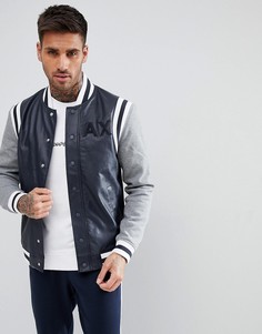 Темно-синий бомбер из искусственной кожи Armani Exchange - Темно-синий