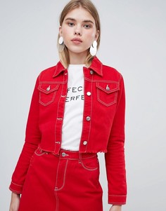 Укороченная джинсовая куртка с необработанным краем Urban Bliss - Красный