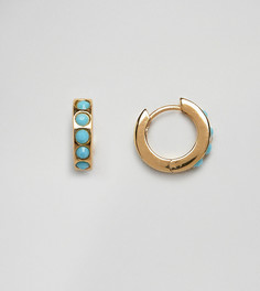 Позолоченные серьги-кольца с бирюзой Orelia - Золотой