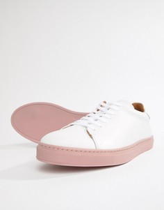 Премиум-кроссовки с контрастной розовой подошвой Selected Homme - Белый