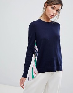 Джемпер с плиссированной полосатой вставкой на спине Ted Baker - Темно-синий
