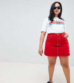 Джинсовая юбка-трапеция с необработанным краем Urban Bliss Plus - Красный