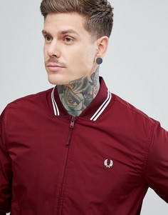 Бордовый бомбер с контрастной отделкой Fred Perry - Красный