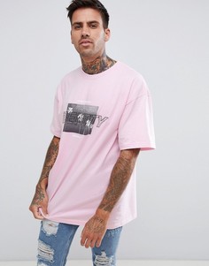 Розовая футболка с принтом boohooMAN - Розовый