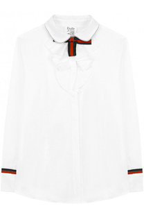 Хлопковая блуза с оборками и бантом Aletta