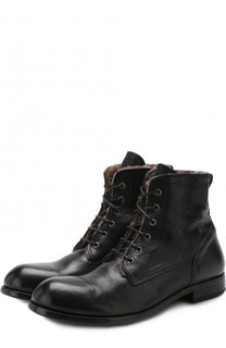 Высокие кожаные ботинки с внутренней меховой отделкой на шнуровке Moma