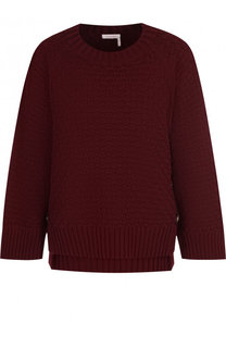 Однотонный хлопковый пуловер с круглым вырезом See by Chloé