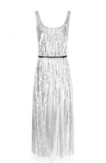 Платье-миди с контрастным поясом и пайетками Marc Jacobs