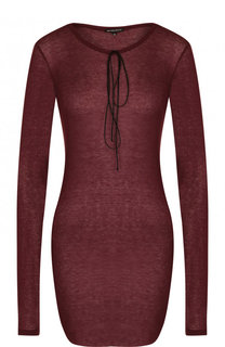 Однотонный удлиненный лонгслив из смеси хлопка и вискозы Ann Demeulemeester