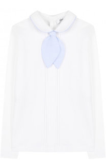 Хлопковая блуза с плиссированными вставками и съемным галстуком Aletta