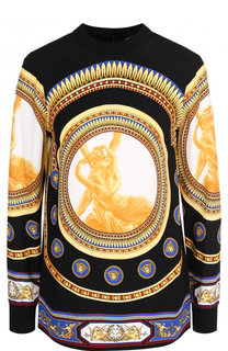 Блуза с воротником-стойкой и принтом Versace
