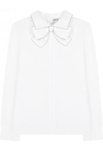 Хлопковая блуза с бантом и стразами Aletta