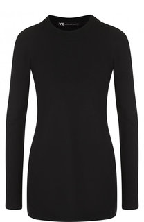 Однотонный хлопковый лонгслив с круглым вырезом Y-3