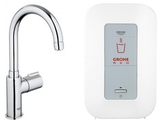 Комплект с вентилем для кухни GROHE Red бойлер 4 л, C-излив, без смешивания, хром (30085000)