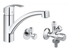 Смеситель для кухни GROHE Eurosmart с комплектом угловых вентилей, хром (31478000)