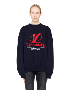Синяя толстовка с вышивкой Vetements