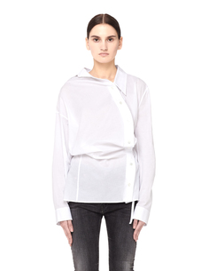 Белая хлопковая блузка с драпировкой Ann Demeulemeester