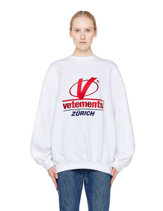 Белая толстовка с вышивкой Vetements
