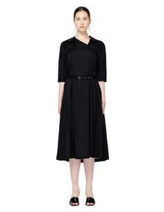 Черное платье с кожаным поясом Comme des Garcons CdG