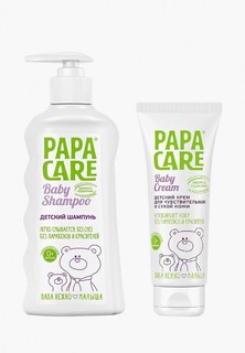 Набор для ухода за телом Papa Care Детский шампунь для волос 250 мл + крем для чувствительной кожи 100 мл