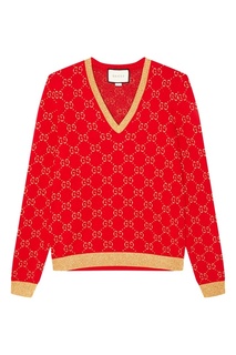 Красный пуловер с монограммами Gucci