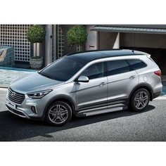 Пороги Silver new Rival для Hyundai Santa Fe (2012-2016 / 2016-н.в.), Santa Fe Premium (2015-2016), 180 см, алюминий, F180AL.2305.2