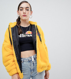 Oversize-худи с вышитым логотипоми и искусственным мехом Ellesse - Желтый