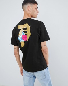 Черная футболка с принтом логотипа и розы на спине Primitive Skateboarding Flores - Черный