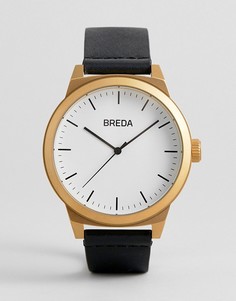 Часы с черным кожаным ремешком Breda Mens Rand - 43 мм - Черный