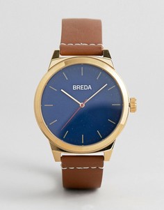 Мужские кварцевые аналоговые часы с коричневым ремешком Breda - Коричневый
