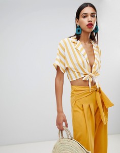 Рубашка в полоску с завязкой Boohoo - Мульти