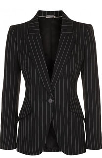 Приталенный шерстяной жакет в полоску Alexander McQueen