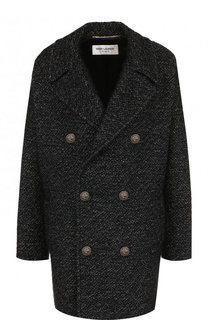 Двубортное пальто с декоративными пуговицами Saint Laurent