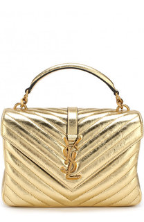 Сумка Collège Monogram medium из металлизированной кожи Saint Laurent