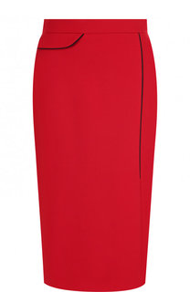 Шерстяная юбка-миди с контрастной отделкой Escada
