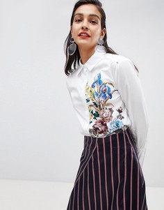 Рубашка с цветочной вышивкой Sportmax Code - Белый