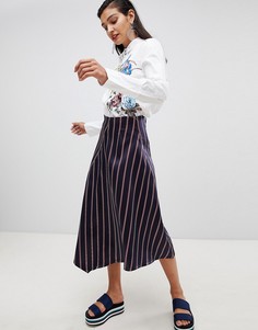 Юбка миди в полоску с запахом Sportmax Code - Синий