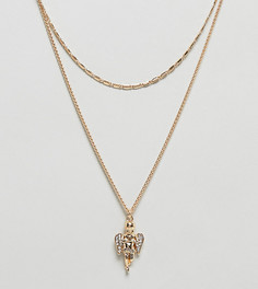 Золотистое многоярусное ожерелье с подвеской-херувимом в винтажном стиле ASOS DESIGN Curve - Золотой