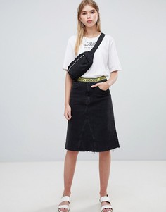 Джинсовая юбка средней длины с фирменной лентой Cheap Monday - Черный
