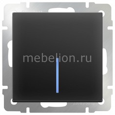 Выключатель проходной одноклавишный с подсветкой без рамки Черный матовый WL08-SW-1G-2W-LED Werkel